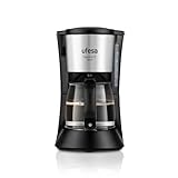 Ufesa CG7125 Capriccio 12 Delux Cafetera de Goteo, 12 Tazas, 680W, Jarra 1.2L, Filtro Permanente, Placa Calefactora Antiadherente, Sistema Antigoteo, Auto Apagado, Acabados Inox