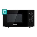 Hisense H20MOBP1G, Microondas con Grill, Capacidad de 20 L, 700 W de Potencia, 900 W Grill, 5 Niveles, Temporizador 30 Min, Modo Descongelar, Tirador, Color Negro