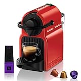 Krups Nespresso Inissia XN1005 - Cafetera monodosis de cápsulas Nespresso, 19 bares, apagado automático, capacidad de 0,7L, diseño compacto, modo eco, color rojo, incluye kit de bienvenida