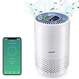 AIMOX Smart WiFi Purificador de aire para el hogar con sensor de calidad del aire, 3 velocidades, modo de sueño silencioso, temporizador, filtro HEPA, funciona con aplicación Alexa y Google