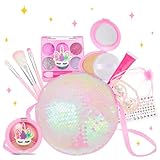 Maquillaje para Niñas, Anpro Lentejuelas de Color Rosas Kit de Maquillaje Niñas para Niños Maquillaje Lavable y Seguro para Niñas, Juguete de Maquillajepara cumpleaños 3 4 5 6 7 8 9 10 Años