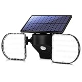 OUSFOT Luz Solar Exterior LED IP65 para Exteriores, Detector de Movimiento Resistente al Agua para Jardín, 3Modos, Superbrillantes, Lámpara de Pared para Jardín y Patio