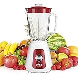 Ufesa BS4717 Ruby Red Batidora de Vaso, 1500W Potencia Max, Jarra de Cristal de 1.5L, 2 Velocidades + Pulse, Cierre Hermético, Pica hielo, 4 Cuchillas de Acero Inoxidable, Libre de BPA, Blanco/Rojo