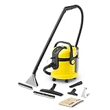 Kärcher Lava-aspiradora SE 4002, Limpieza Profunda en Superficies Textiles Mediante Pulverización, Aspiradora Seco y Húmedo, 1400 W, 4+4L Depósito Agua Limpia/Sucia, color negro/amarillo