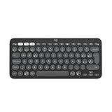 Logitech Pebble Keys 2 K380s Teclado Bluetooth Multidispositivo, Accesos Directos, Estilizado y Portátil, Easy-Switch, Windows, macOS, iPadOS, Android, ChromeOS, Disposición QWERTY Españo, Grafito