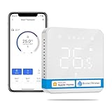 Meross Termostato inteligente WiFi para Calderas, Termostato de Calefacción de Pared para Calderas de Gas/Agua, Compatible con Apple HomeKit, Alexa, Google Assistant, Pantalla Digital Táctil LED