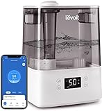 LEVOIT Humidificador Ultrasónico 6L de Aromas, Top-Fill, Dura 60H a 47m², Silencioso 26dB, Modo Auto, Compatible con Alexa y APP, LED Pantalla y Luz Nocturna, Gris (Classic 300S)