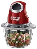 Russell Hobbs Picadora de Alimentos Desire - Picadora Eléctrica, Cuchillas de Acero Inoxidable, Accesorios Aptos para Lavavajillas, Manejo con 1 Único Botón, Capacidad de 500 ml, Rojo - 24660-56