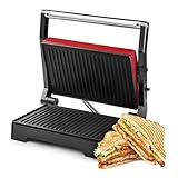 Ufesa PR1000 Fuji Parilla Eléctrica, Panini Press Grill, 1000W, Placas Antiadherentes, Apertura 180º, Asa Toque Frio, Color Rojo