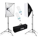 FGEN Softbox Photo Studio Set,FGen135W 5500K Lámpara Fotográfica 2x50x70cm, Iluminación para Estudios Fotográficos con Base E27, Lámpara Fotográfica y Soportes de luz Ajustables de 2M para