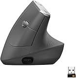 Logitech MX Ratón Vertical Inalámbrico Ergonómico, Multi-Ordenador, 2,4 GHz/Bluetooth con Receptor Unifying USB, Seguimiento Óptico 4000 DPI, 4 Botones, Carga Rápida - Negro