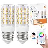 I-SHUNFA Bombilla inteligente WiFi E27 RGB Led, cambio de color con sincronización de música lámparas, 10W,12 escenas, 16 millones de colores DIY, Trabajar con Alexa Google home app（2 piezas）