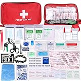 Botiquín de Primeros Auxilios de 200 Piezas,con Hielo, Manta de Emergencia,Máscara de RCP, Survival Tools Kit Bolsa Médica Emergencias para Coche, Hogar, Camping, Caza, Viajes, Aire Libre