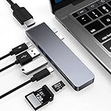 Hub USB C HDMI, Adaptador 7 en 2 Dual Tipo C con Thunderbolt 3 100W PD, 4K HDMI, USB 3.0, Ranura para Tarjeta TF/SD, Datos USB C para 2023-2016 MacBook Pro, 2023-2018 MacBook Air